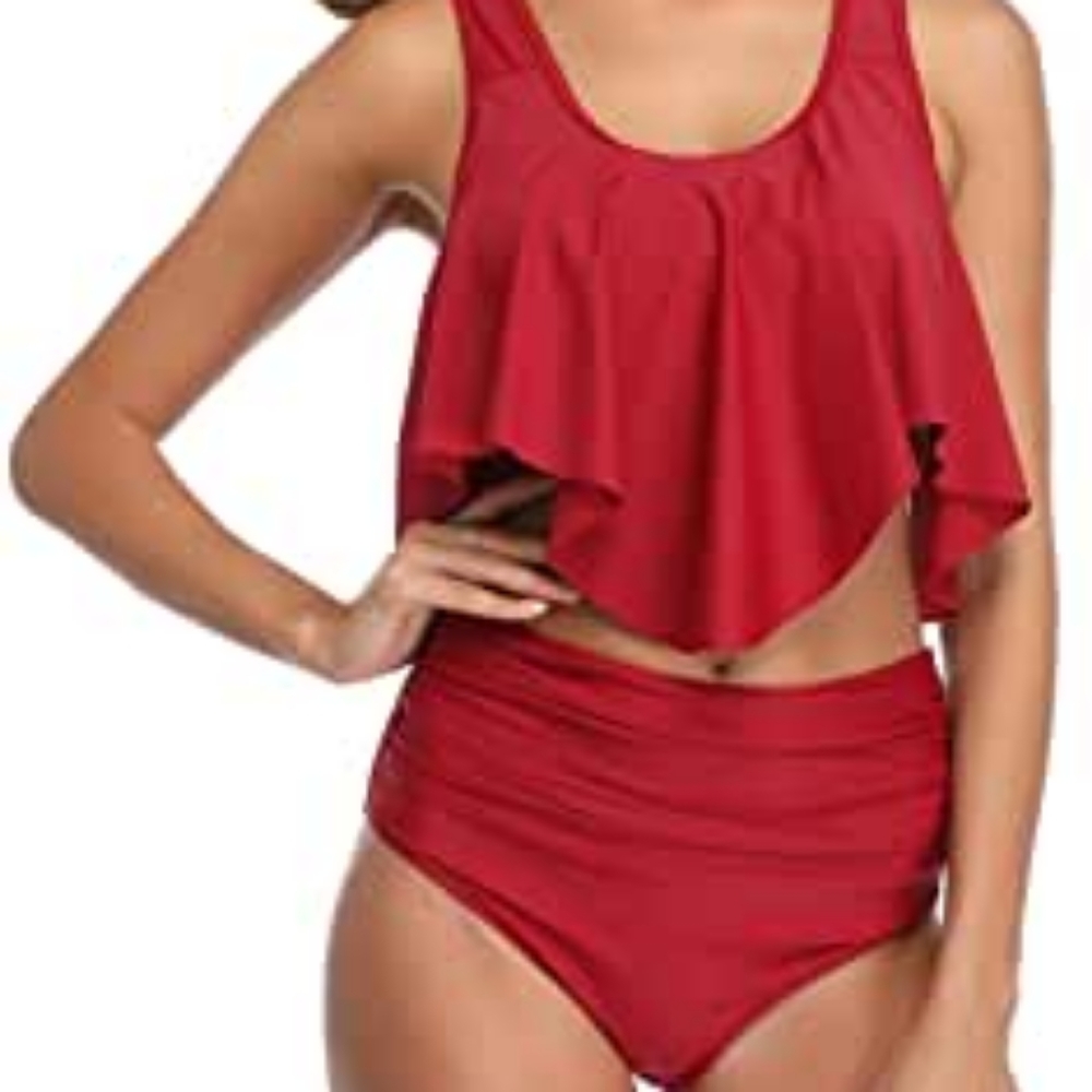 Sexy Red Tankini Bikini Swimsuits, Sz (US 6-12), NWT! - Picture 1 of 7